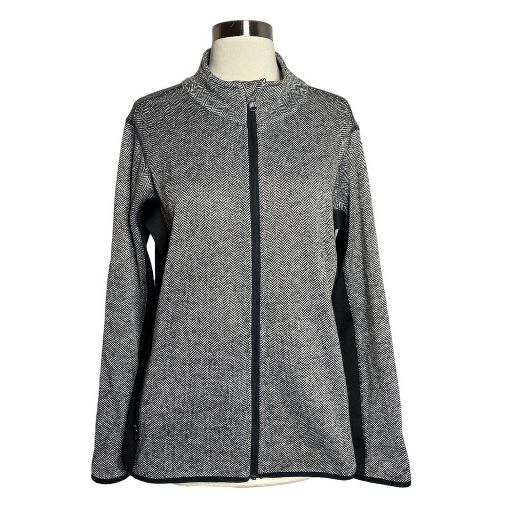 Marc New York Herringbone Zip Front Jacket L